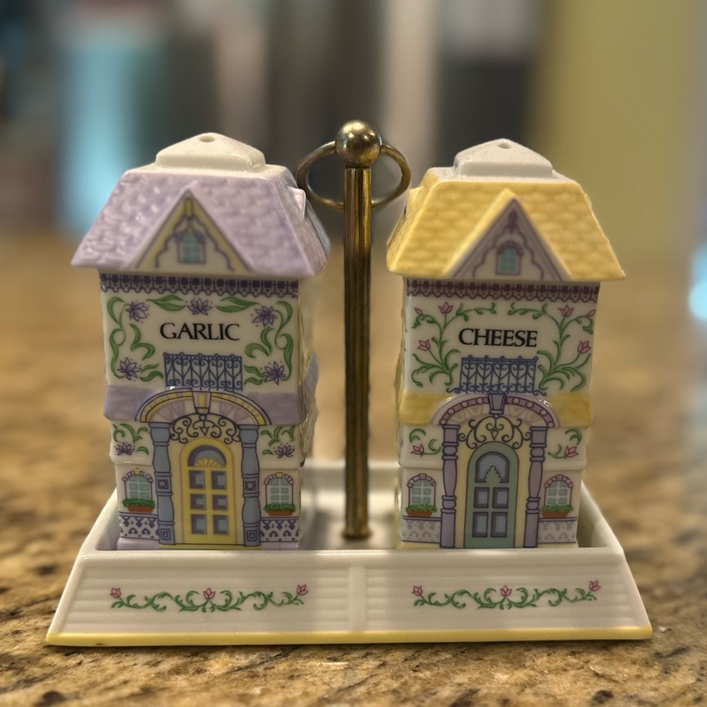 Lenox Village Collection Garlic & Cheese Shaker Set with Caddy